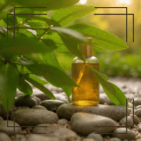 bottles of herbal body oils with natural botanicals and flowers for skin hydration and nourishment