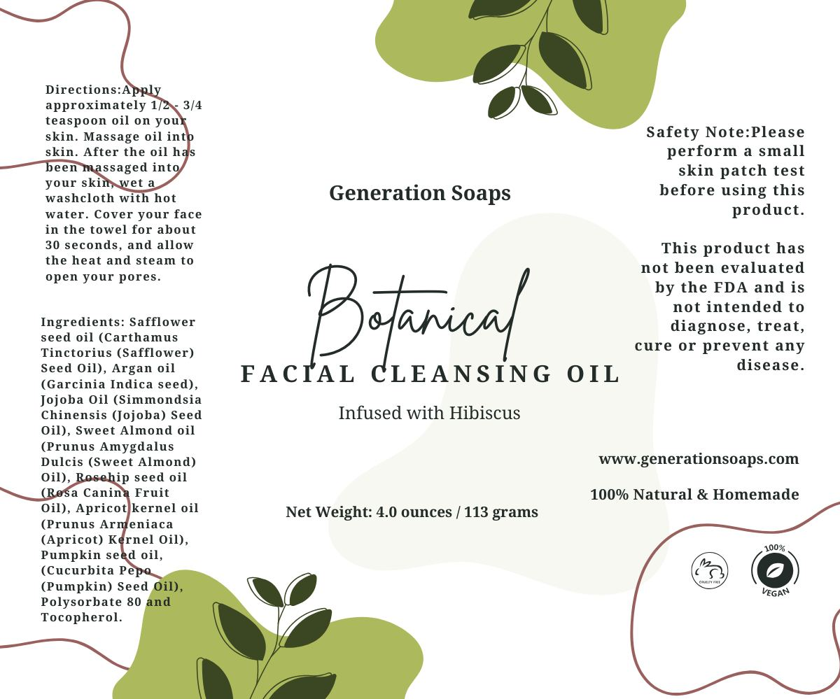 Botanical Facial Cleansing Oil herbal skincare Generation Soaps