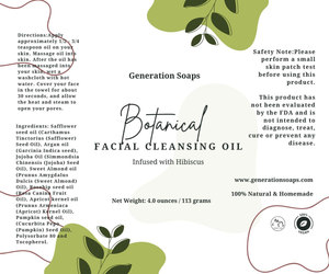 Botanical Facial Cleansing Oil Label herbal skincare generation soaps