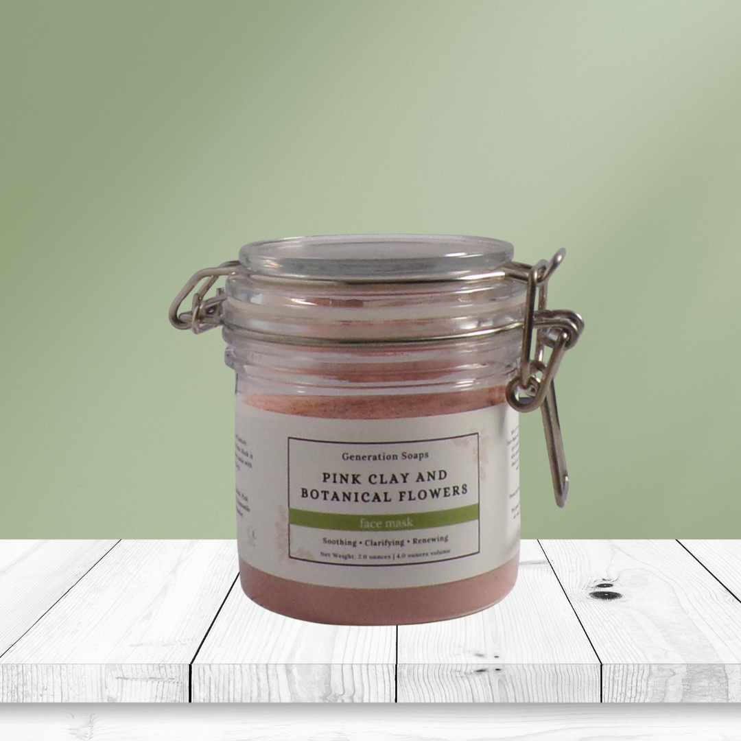 Pink Clay and Botanical Flowers Face Mask