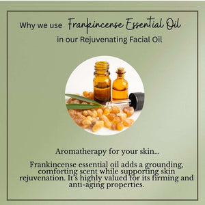 Bottle of rejuvenating facial oil with natural botanical ingredients for hydrating and nourishing skin