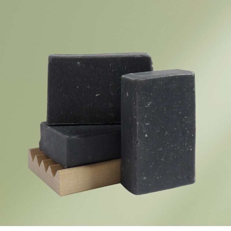 Activated charcoal facial body bar soap with tea tree, lavender, and rosemary essential oils for skin clarifying and moisturizing