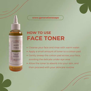 Aloe Vera Facial Toner bottle with calendula and chamomile for gentle, soothing skincare and pore cleansing