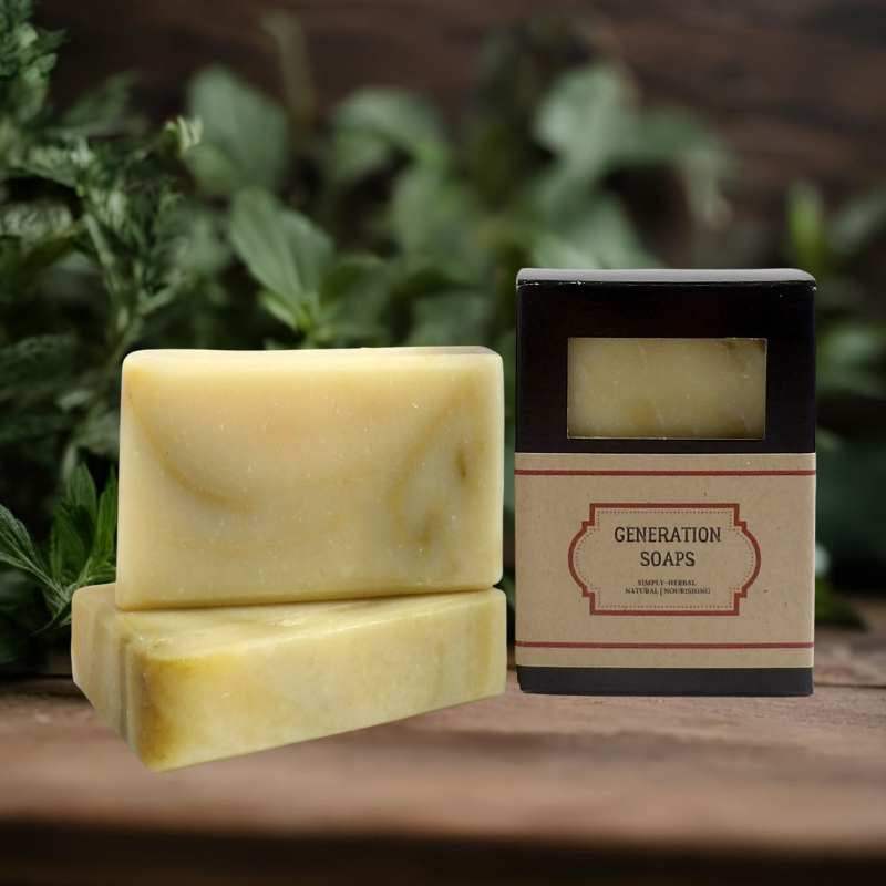 Natural soap bar for men with cedarwood, fir needle, cypress oils, and moisturizing butters