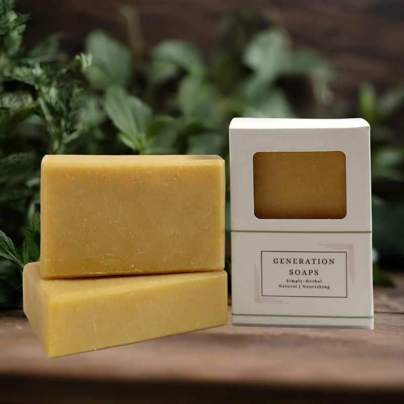 Natural soap bar with blood orange and hops for hydrating, exfoliating, and energizing skin