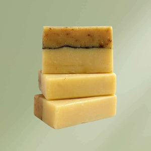 Natural soap bar with calendula blossoms and shea butter for soothing, gentle skincare