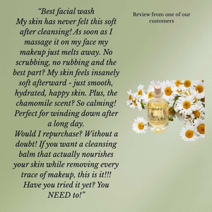 Jar of chamomile cleansing balm with natural ingredients and smooth texture