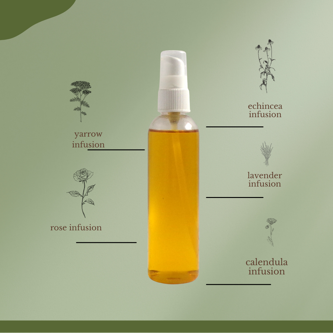 Bottle of Flower Child Hydrating Body Oil with natural botanical ingredients for skin hydration and softness