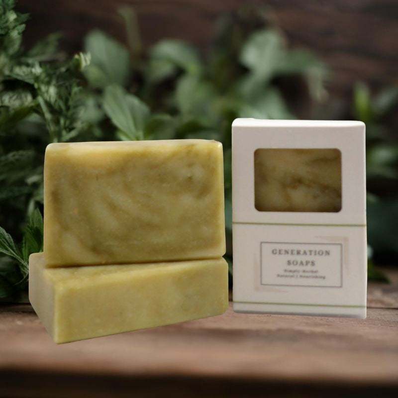 Soothing Chickweed natural soap bar with olive oil and colloidal oatmeal for gentle skin care