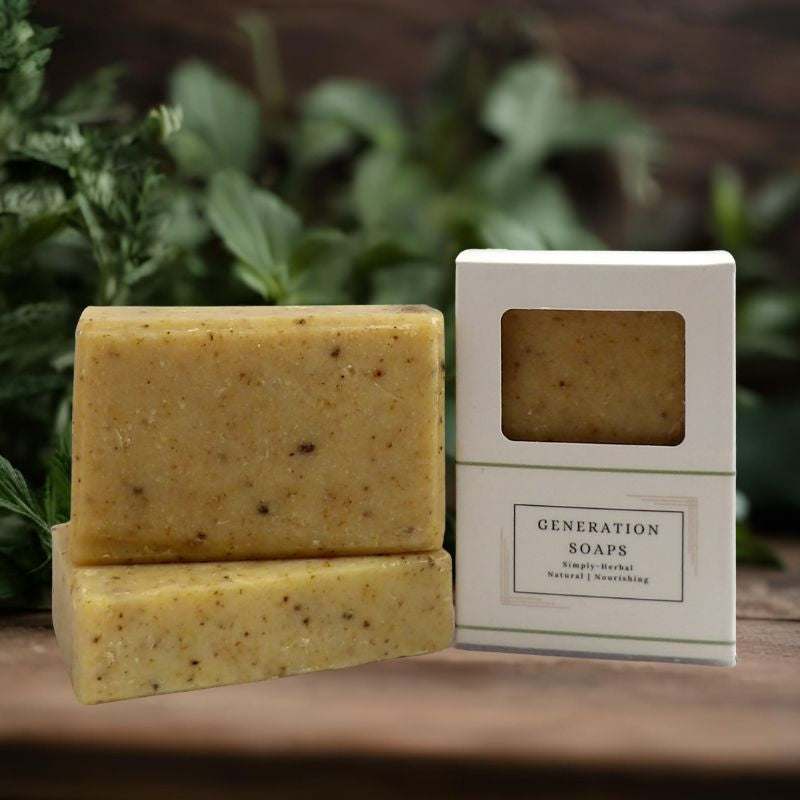 Natural soap bar with sweet orange and calendula, moisturizing and soothing for sensitive skin