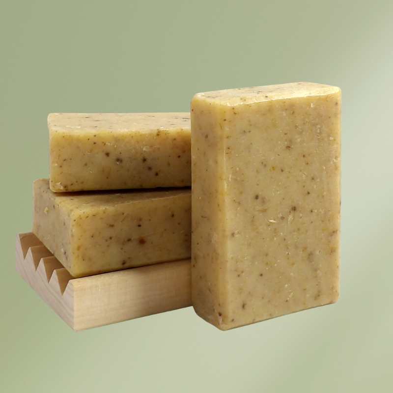 Natural soap bar with sweet orange and calendula, moisturizing and soothing for sensitive skin
