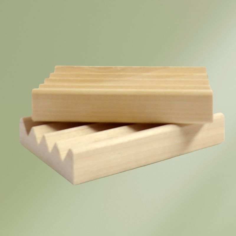 Handcrafted natural wood soap dish with slatted design for proper drainage and extended soap life