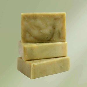 Bar of natural soap with soothing chickweed and olive oil for gentle skin care