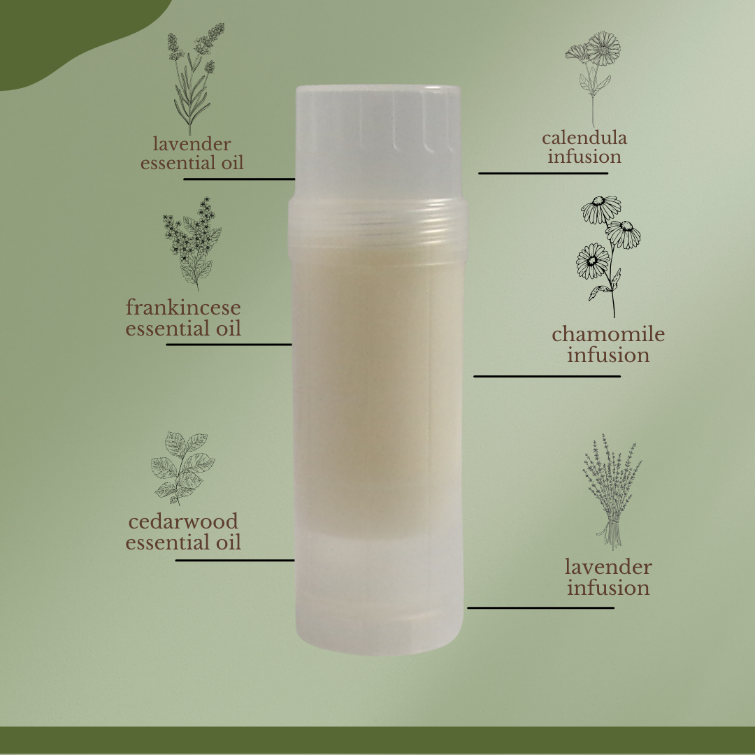 Soothing herbal solid lotion bar with natural butters and essential oils for hydrating and moisturizing skin