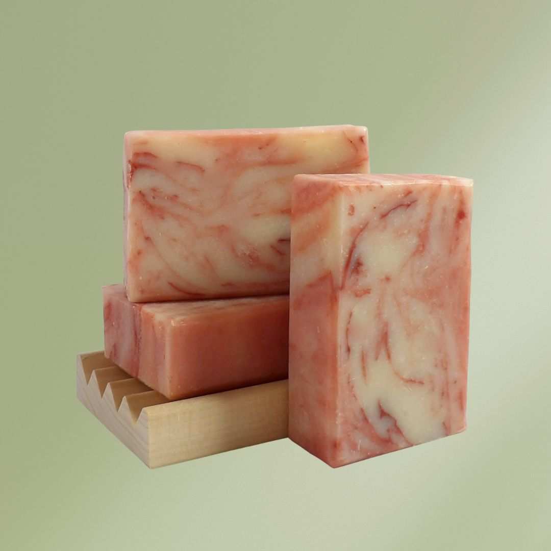 Natural soap bar with yarrow and rose, floral herbal blend for soothing and nourishing skin